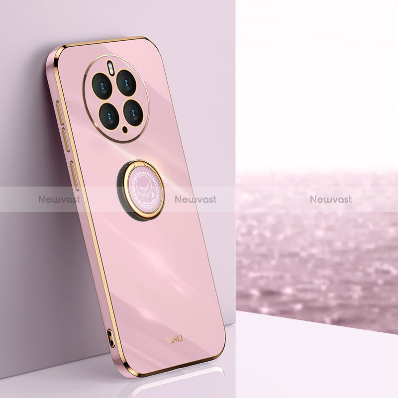 Ultra-thin Silicone Gel Soft Case Cover with Magnetic Finger Ring Stand XL1 for Huawei Mate 50 Pro