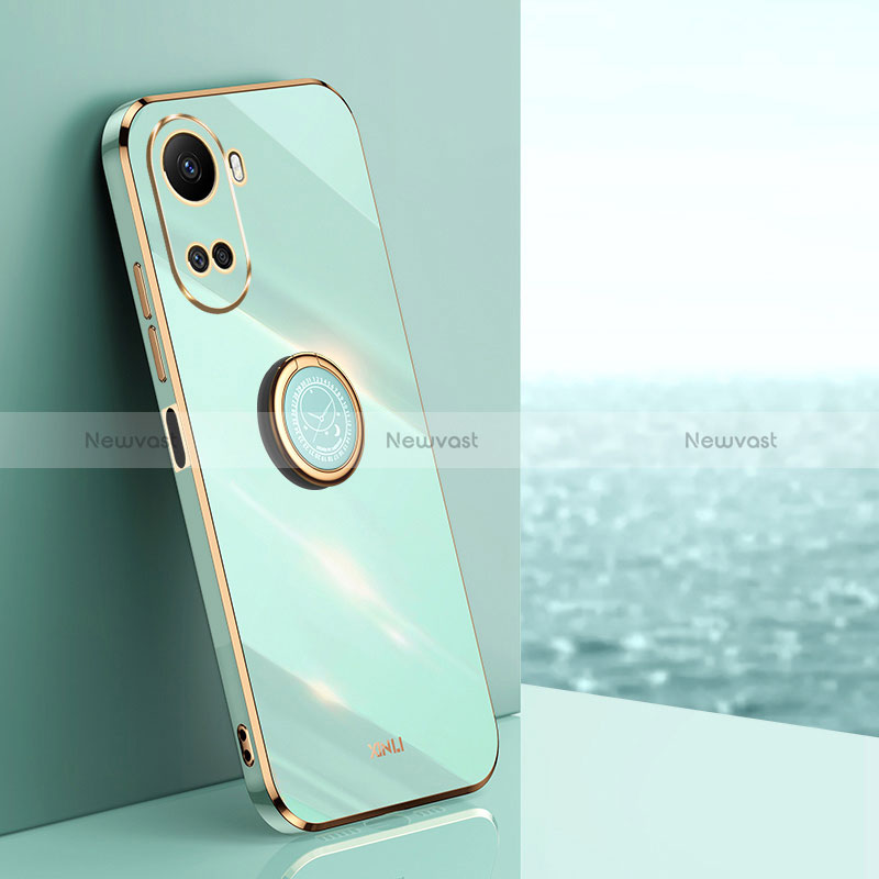 Ultra-thin Silicone Gel Soft Case Cover with Magnetic Finger Ring Stand XL1 for Huawei Nova 10 SE Green