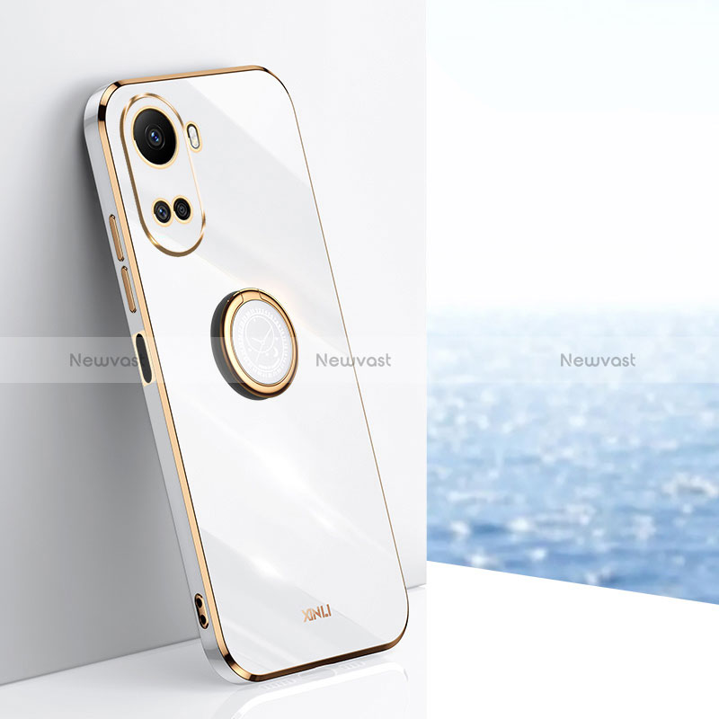 Ultra-thin Silicone Gel Soft Case Cover with Magnetic Finger Ring Stand XL1 for Huawei Nova 10 SE White