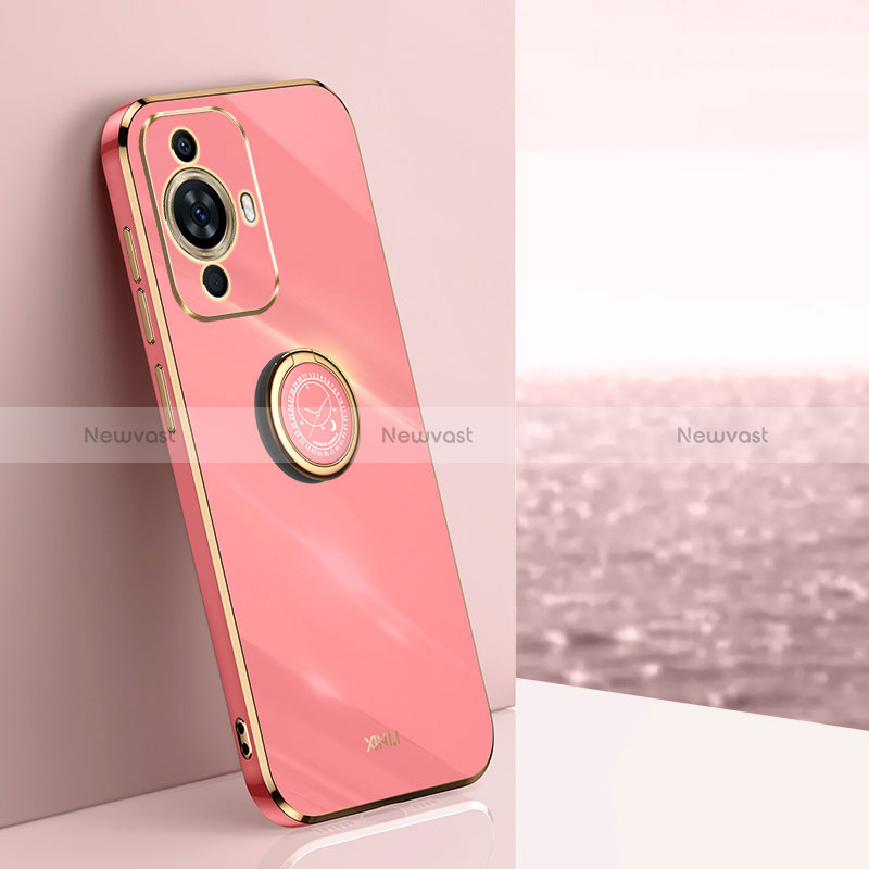 Ultra-thin Silicone Gel Soft Case Cover with Magnetic Finger Ring Stand XL1 for Huawei Nova 11 Pro