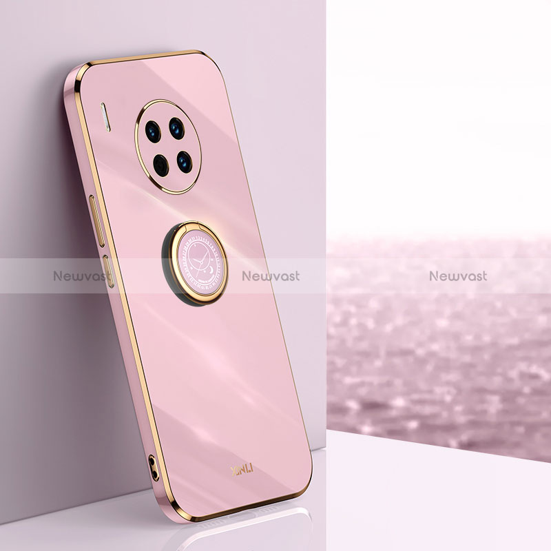 Ultra-thin Silicone Gel Soft Case Cover with Magnetic Finger Ring Stand XL1 for Huawei Nova 8i Clove Purple