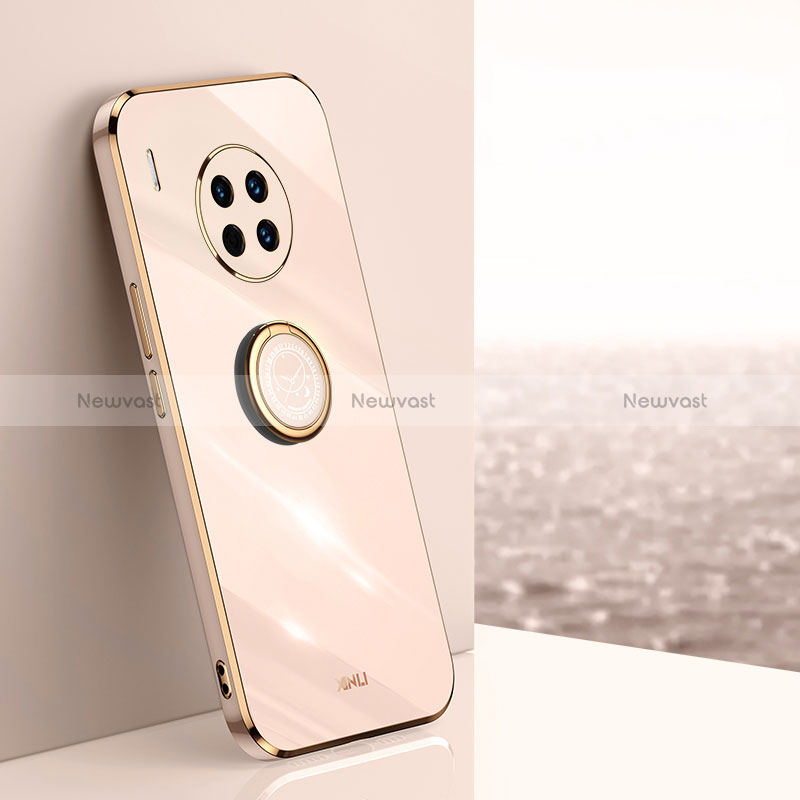 Ultra-thin Silicone Gel Soft Case Cover with Magnetic Finger Ring Stand XL1 for Huawei Nova 8i Rose Gold