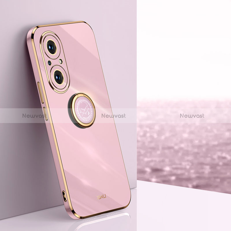 Ultra-thin Silicone Gel Soft Case Cover with Magnetic Finger Ring Stand XL1 for Huawei Nova 9 SE