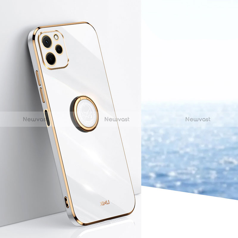 Ultra-thin Silicone Gel Soft Case Cover with Magnetic Finger Ring Stand XL1 for Huawei Nova Y61 White