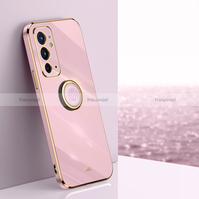 Ultra-thin Silicone Gel Soft Case Cover with Magnetic Finger Ring Stand XL1 for OnePlus 9RT 5G Clove Purple