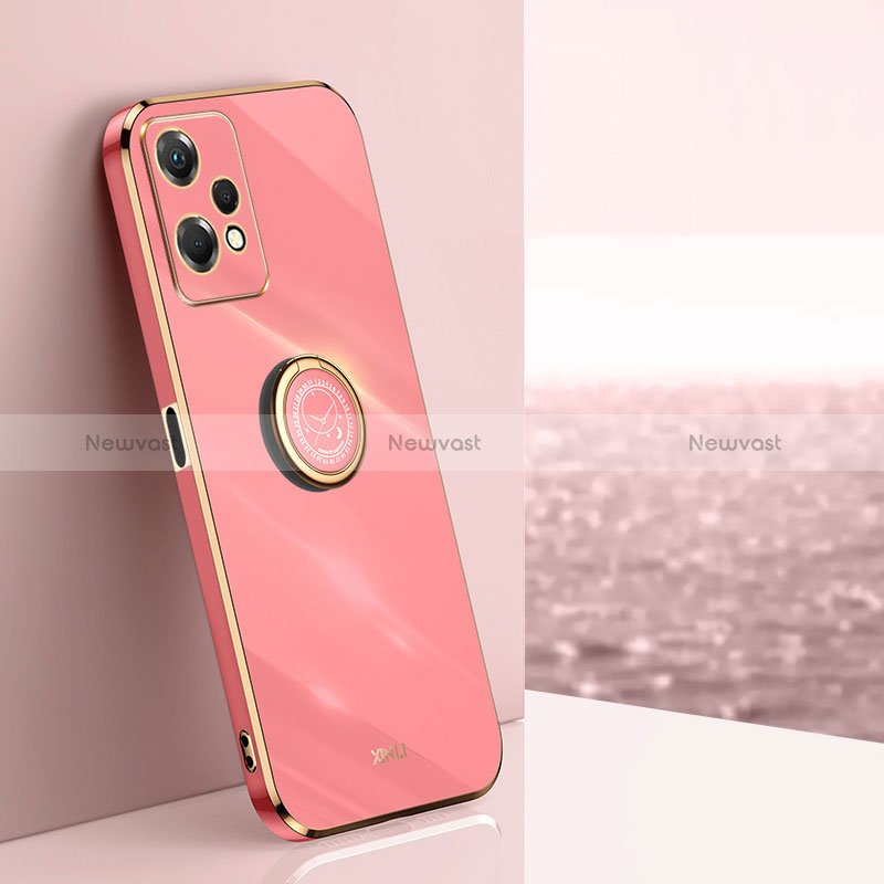 Ultra-thin Silicone Gel Soft Case Cover with Magnetic Finger Ring Stand XL1 for OnePlus Nord CE 2 Lite 5G Hot Pink