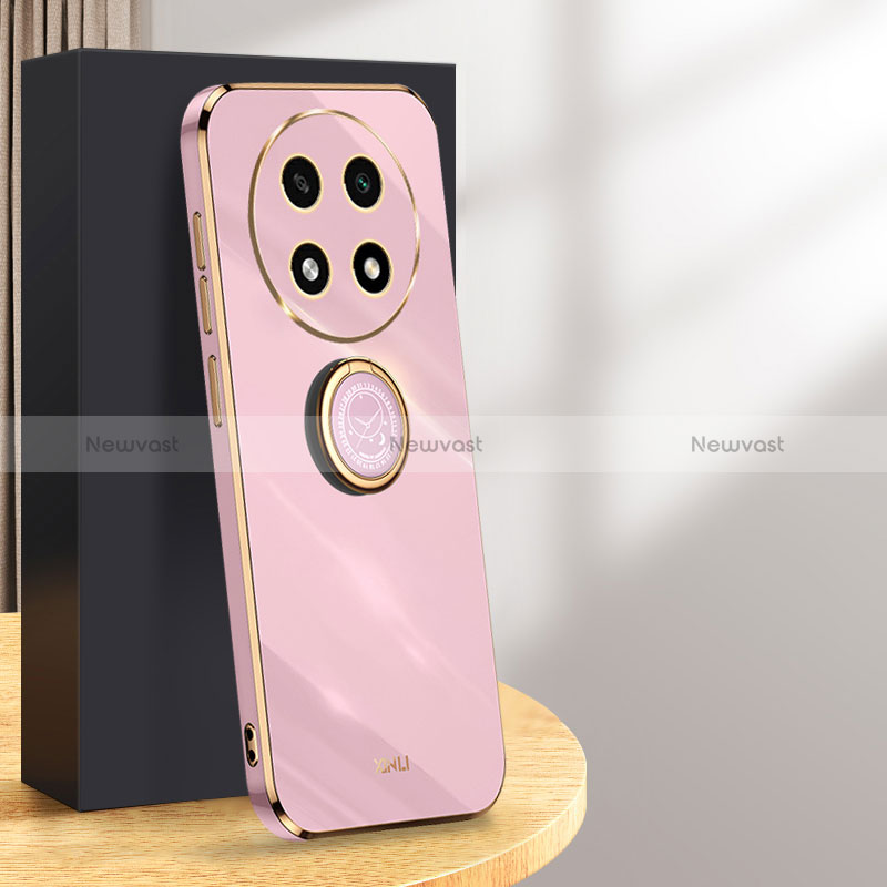 Ultra-thin Silicone Gel Soft Case Cover with Magnetic Finger Ring Stand XL1 for Oppo A2 Pro 5G