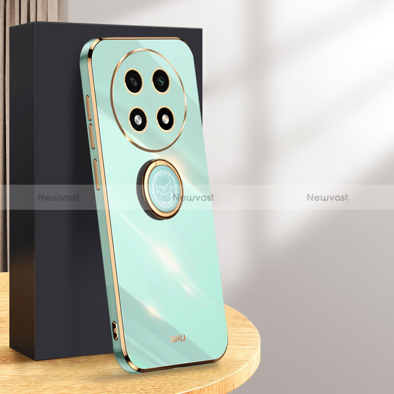 Ultra-thin Silicone Gel Soft Case Cover with Magnetic Finger Ring Stand XL1 for Oppo A2 Pro 5G Green