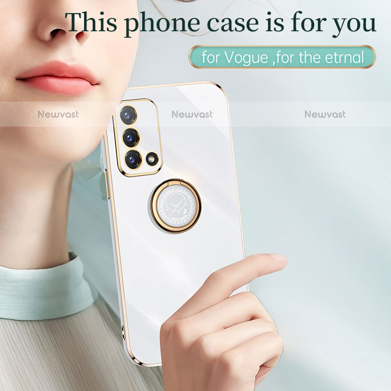 Ultra-thin Silicone Gel Soft Case Cover with Magnetic Finger Ring Stand XL1 for Oppo A74 4G