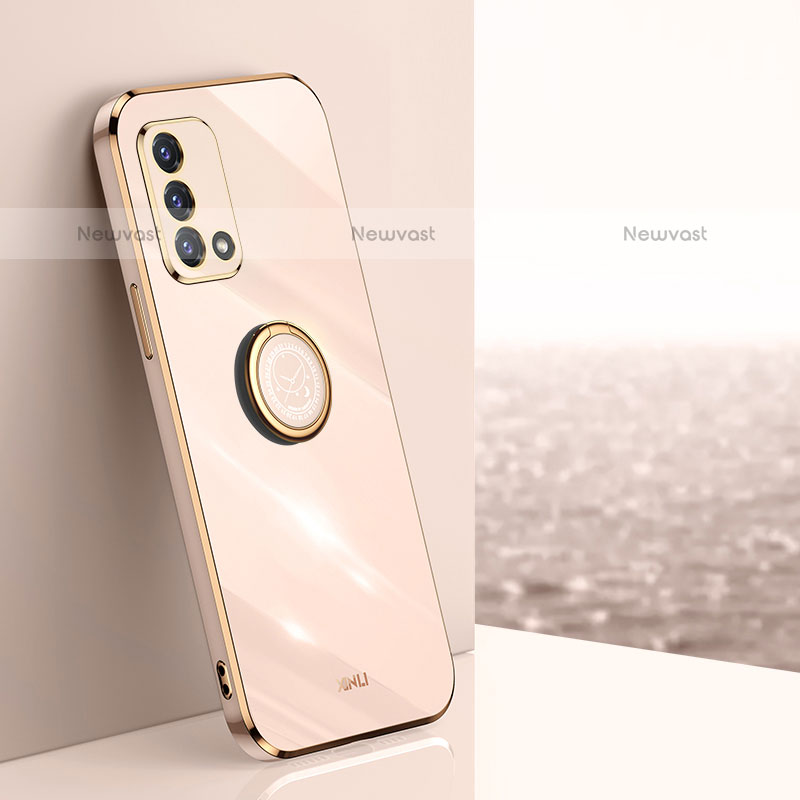 Ultra-thin Silicone Gel Soft Case Cover with Magnetic Finger Ring Stand XL1 for Oppo A74 4G Gold
