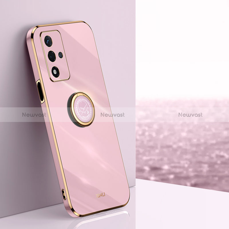 Ultra-thin Silicone Gel Soft Case Cover with Magnetic Finger Ring Stand XL1 for Oppo A93s 5G