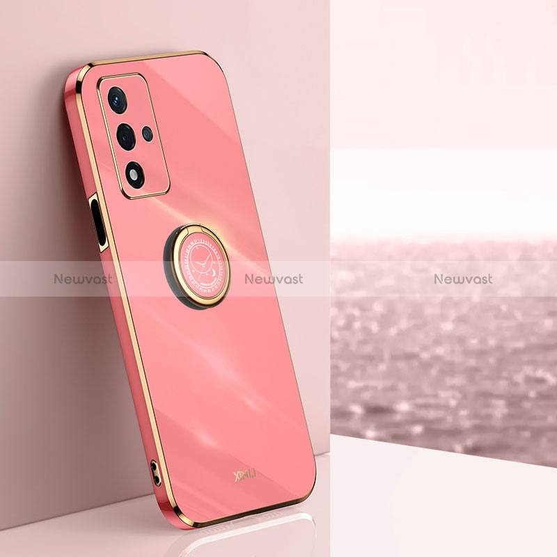 Ultra-thin Silicone Gel Soft Case Cover with Magnetic Finger Ring Stand XL1 for Oppo A93s 5G