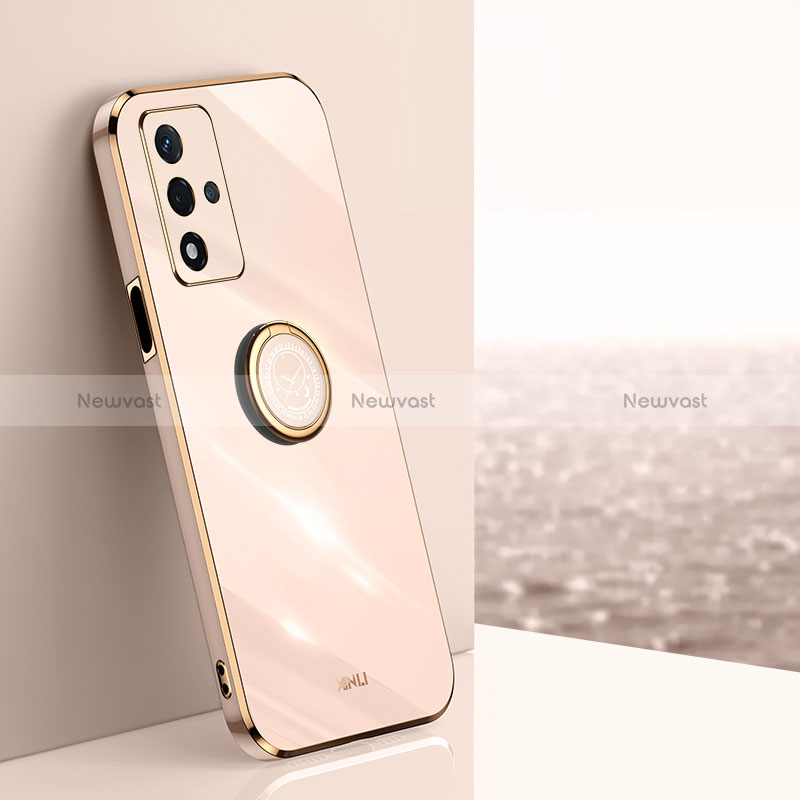 Ultra-thin Silicone Gel Soft Case Cover with Magnetic Finger Ring Stand XL1 for Oppo A93s 5G