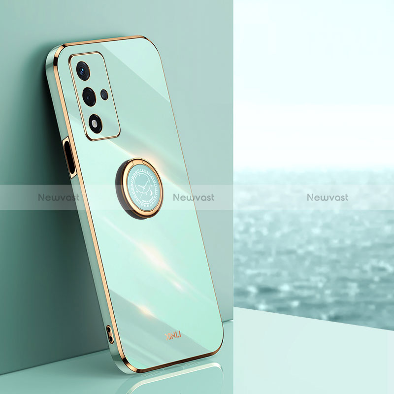 Ultra-thin Silicone Gel Soft Case Cover with Magnetic Finger Ring Stand XL1 for Oppo A93s 5G