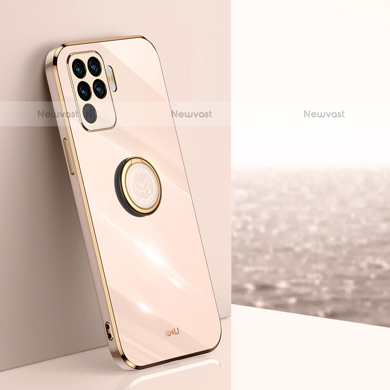 Ultra-thin Silicone Gel Soft Case Cover with Magnetic Finger Ring Stand XL1 for Oppo A94 4G Gold