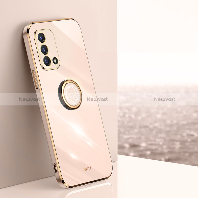 Ultra-thin Silicone Gel Soft Case Cover with Magnetic Finger Ring Stand XL1 for Oppo F19 Gold