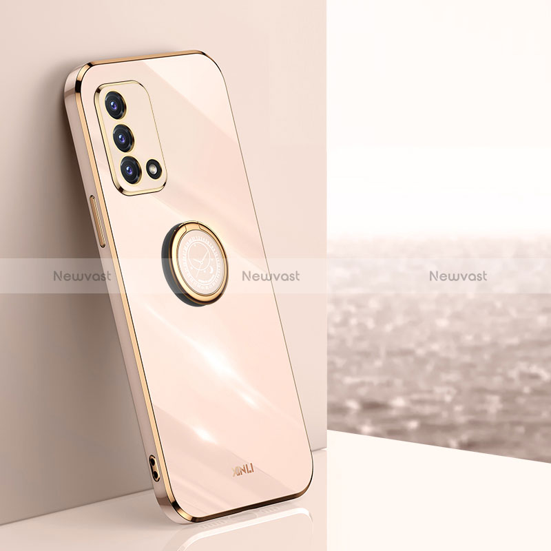 Ultra-thin Silicone Gel Soft Case Cover with Magnetic Finger Ring Stand XL1 for Oppo F19s Gold