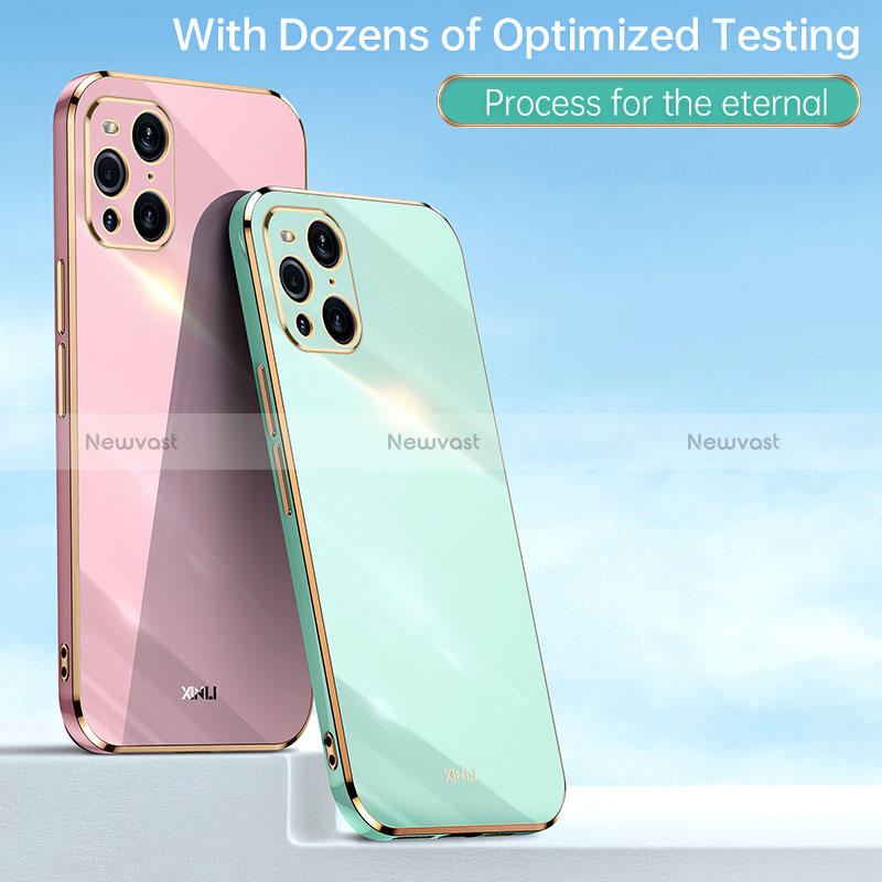 Ultra-thin Silicone Gel Soft Case Cover with Magnetic Finger Ring Stand XL1 for Oppo Find X3 5G