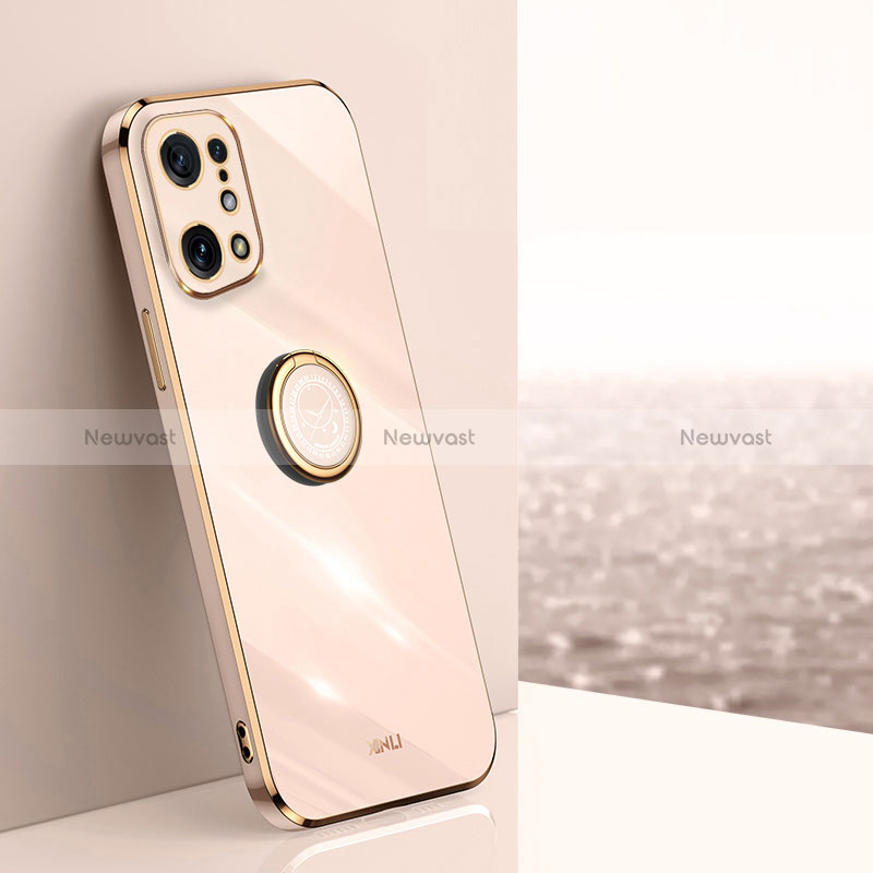 Ultra-thin Silicone Gel Soft Case Cover with Magnetic Finger Ring Stand XL1 for Oppo Find X5 5G