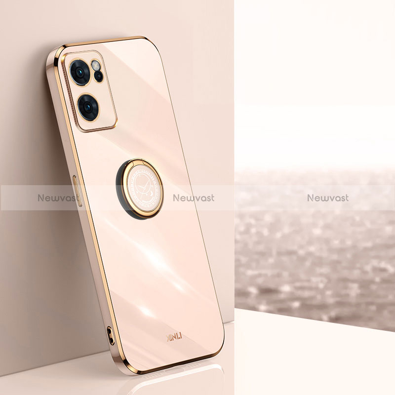 Ultra-thin Silicone Gel Soft Case Cover with Magnetic Finger Ring Stand XL1 for Oppo Find X5 Lite 5G