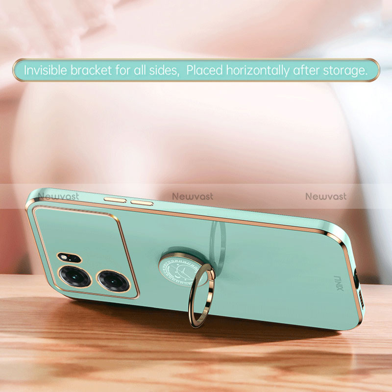 Ultra-thin Silicone Gel Soft Case Cover with Magnetic Finger Ring Stand XL1 for Oppo K10 5G