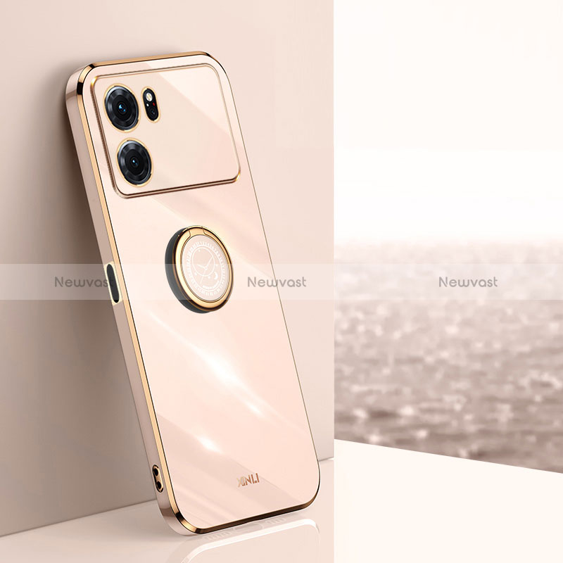 Ultra-thin Silicone Gel Soft Case Cover with Magnetic Finger Ring Stand XL1 for Oppo K10 5G Gold