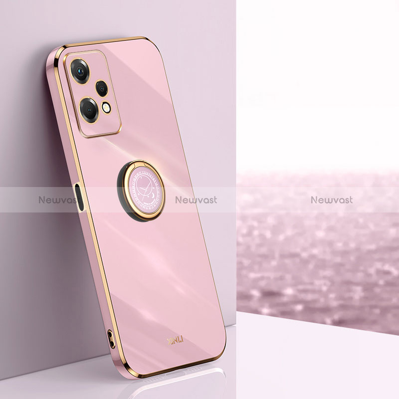 Ultra-thin Silicone Gel Soft Case Cover with Magnetic Finger Ring Stand XL1 for Oppo K10X 5G Pink