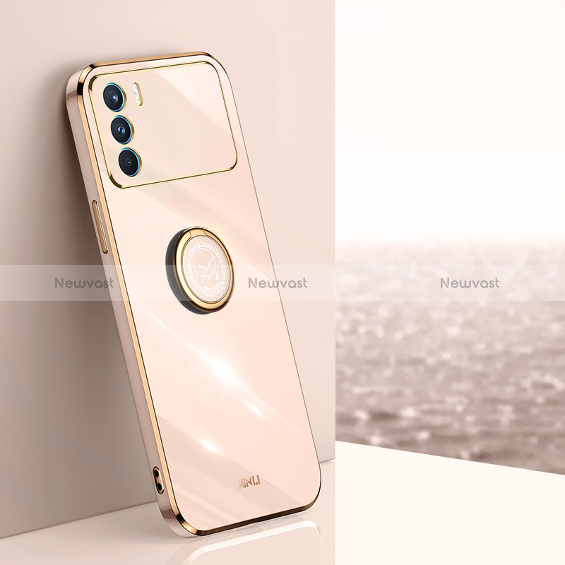 Ultra-thin Silicone Gel Soft Case Cover with Magnetic Finger Ring Stand XL1 for Oppo K9 Pro 5G Gold