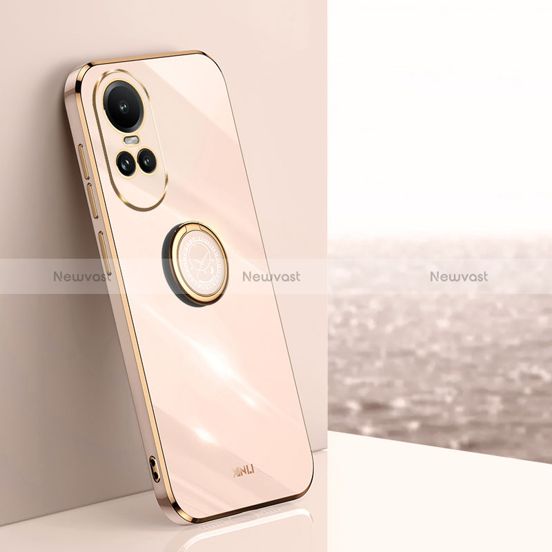 Ultra-thin Silicone Gel Soft Case Cover with Magnetic Finger Ring Stand XL1 for Oppo Reno10 5G