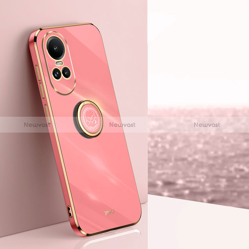 Ultra-thin Silicone Gel Soft Case Cover with Magnetic Finger Ring Stand XL1 for Oppo Reno10 5G