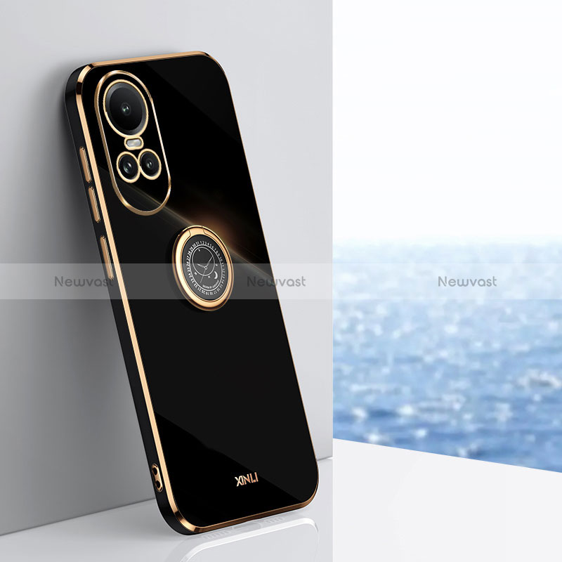 Ultra-thin Silicone Gel Soft Case Cover with Magnetic Finger Ring Stand XL1 for Oppo Reno10 5G