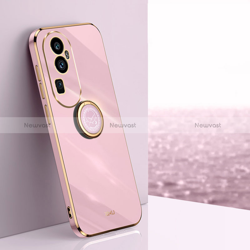 Ultra-thin Silicone Gel Soft Case Cover with Magnetic Finger Ring Stand XL1 for Oppo Reno10 Pro+ Plus 5G