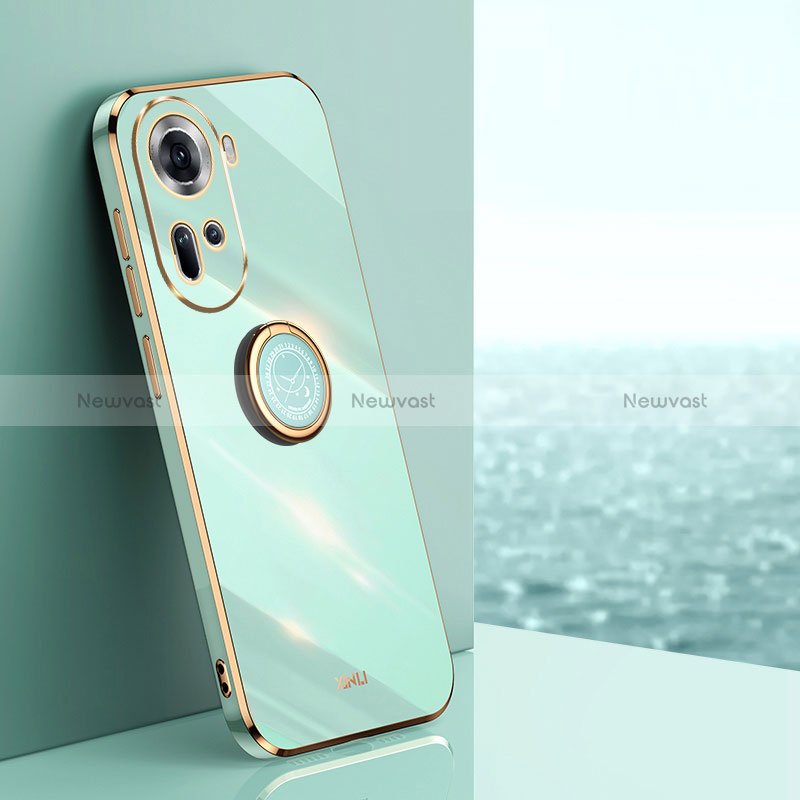 Ultra-thin Silicone Gel Soft Case Cover with Magnetic Finger Ring Stand XL1 for Oppo Reno11 5G