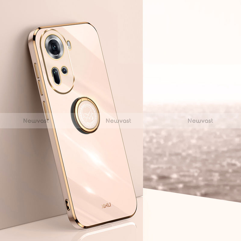 Ultra-thin Silicone Gel Soft Case Cover with Magnetic Finger Ring Stand XL1 for Oppo Reno11 5G