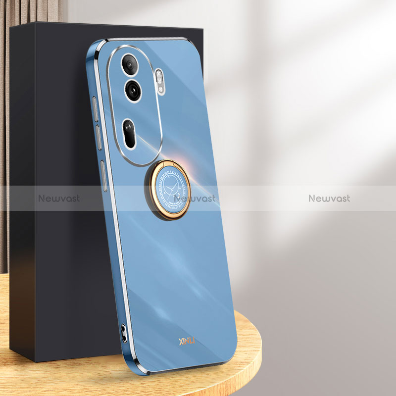 Ultra-thin Silicone Gel Soft Case Cover with Magnetic Finger Ring Stand XL1 for Oppo Reno11 Pro 5G