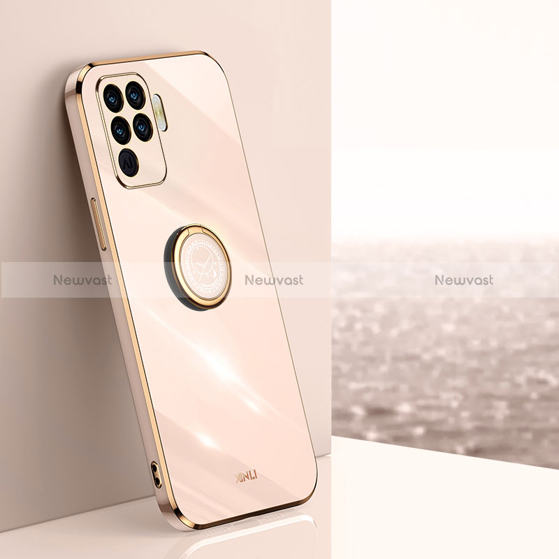 Ultra-thin Silicone Gel Soft Case Cover with Magnetic Finger Ring Stand XL1 for Oppo Reno5 F