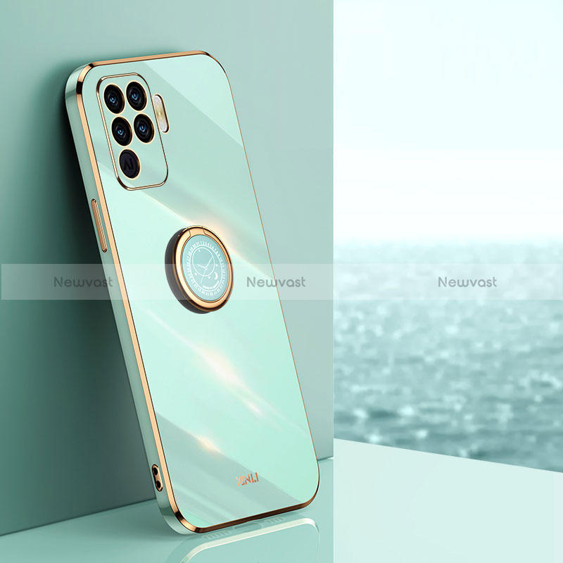 Ultra-thin Silicone Gel Soft Case Cover with Magnetic Finger Ring Stand XL1 for Oppo Reno5 F