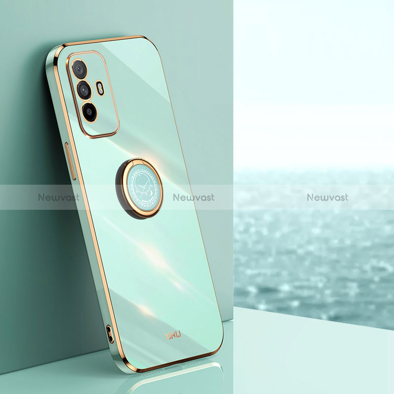 Ultra-thin Silicone Gel Soft Case Cover with Magnetic Finger Ring Stand XL1 for Oppo Reno5 Z 5G