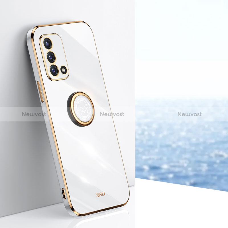 Ultra-thin Silicone Gel Soft Case Cover with Magnetic Finger Ring Stand XL1 for Oppo Reno6 Lite White