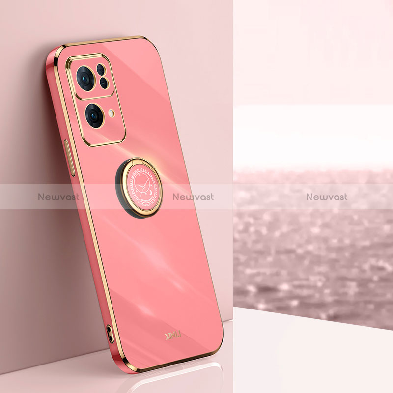 Ultra-thin Silicone Gel Soft Case Cover with Magnetic Finger Ring Stand XL1 for Oppo Reno7 Pro 5G