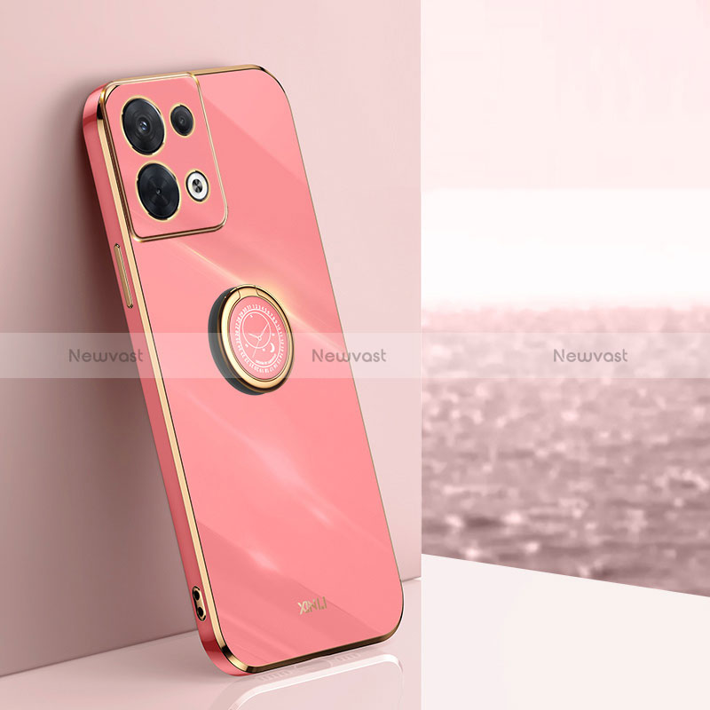 Ultra-thin Silicone Gel Soft Case Cover with Magnetic Finger Ring Stand XL1 for Oppo Reno8 5G