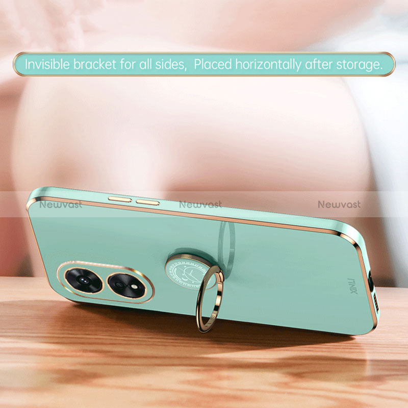 Ultra-thin Silicone Gel Soft Case Cover with Magnetic Finger Ring Stand XL1 for Oppo Reno8 T 5G