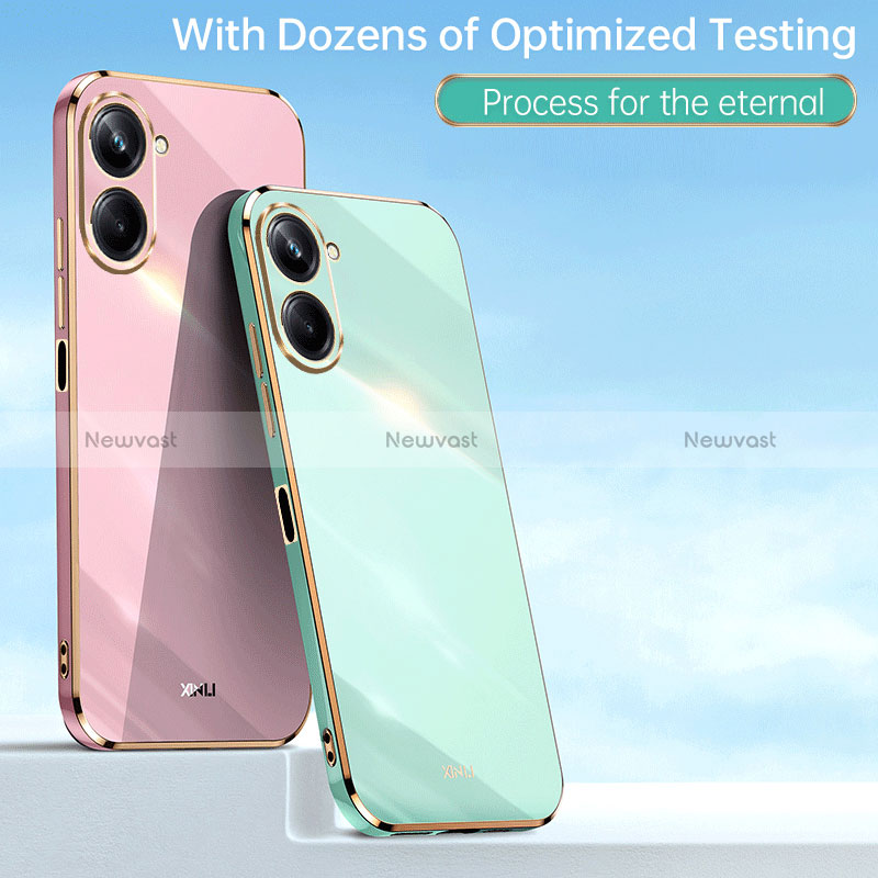 Ultra-thin Silicone Gel Soft Case Cover with Magnetic Finger Ring Stand XL1 for Realme 10 Pro 5G