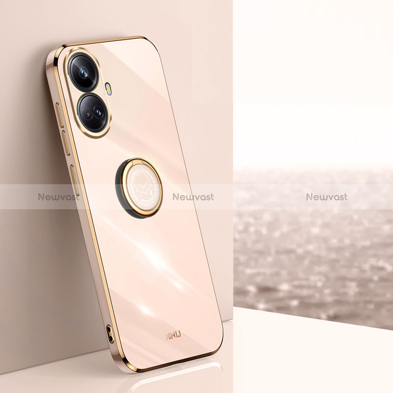 Ultra-thin Silicone Gel Soft Case Cover with Magnetic Finger Ring Stand XL1 for Realme 10 Pro+ Plus 5G