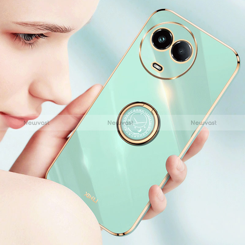 Ultra-thin Silicone Gel Soft Case Cover with Magnetic Finger Ring Stand XL1 for Realme 11 5G