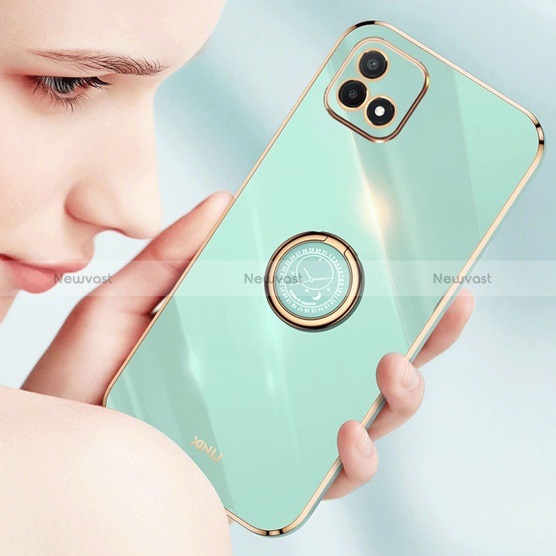 Ultra-thin Silicone Gel Soft Case Cover with Magnetic Finger Ring Stand XL1 for Realme C20A