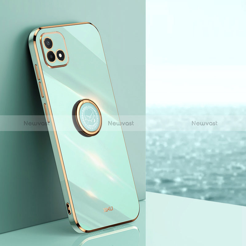 Ultra-thin Silicone Gel Soft Case Cover with Magnetic Finger Ring Stand XL1 for Realme C20A Green