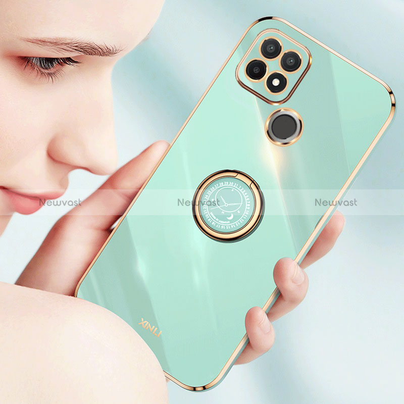 Ultra-thin Silicone Gel Soft Case Cover with Magnetic Finger Ring Stand XL1 for Realme C21Y