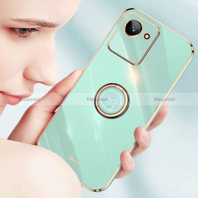 Ultra-thin Silicone Gel Soft Case Cover with Magnetic Finger Ring Stand XL1 for Realme C30