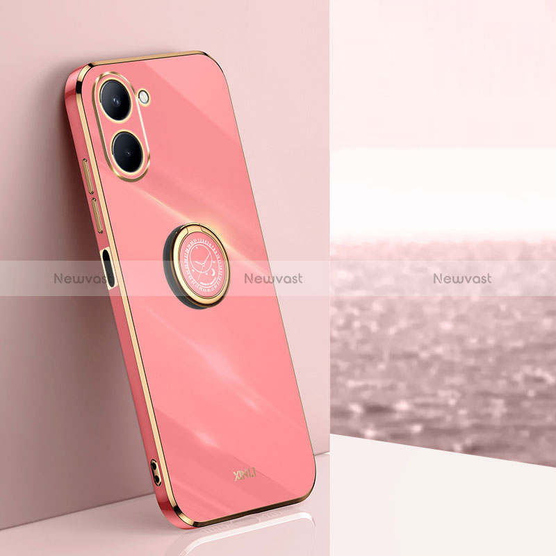 Ultra-thin Silicone Gel Soft Case Cover with Magnetic Finger Ring Stand XL1 for Realme C33 (2023)